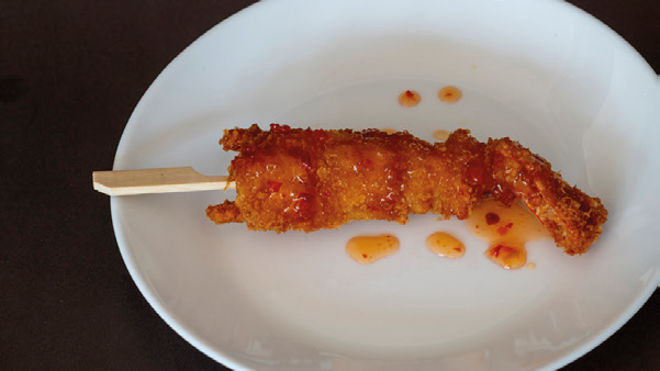 Tapa de 9 Caraques: Gambes arrebossades amb panko breadcrumbs i salsa de xili dolç